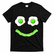 Green Smile Face Eggs And Bacon Ham Breakfast T-Shirt - Black