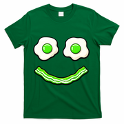 Green Smile Face Eggs And Bacon Ham Breakfast T-Shirt - Green