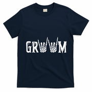 Gothic Skeleton Groom Wedding Just Married Spooky Halloween T-Shirt - Navy Blue