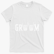 Gothic Skeleton Groom Wedding Just Married Spooky Halloween T-Shirt - White