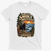 Great Smoky Mountains Bear Artwork for Tennessee Lovers T-Shirt - White