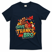 Give Thanks Bro Cute Turkey Thankful Thanksgiving T-Shirt - Navy