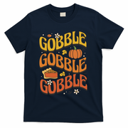Gobble Turkey Retro Thanksgiving Fall T-Shirt - Navy