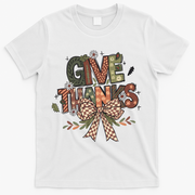 Give Thanks Thankful Coquette Thanksgiving T-Shirt - White