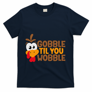 Gobble Til You Wobble Baby Outfit Thanksgiving T-Shirt - Navy