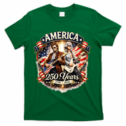 George Washington Abe Lincoln Playing Guitar 250 Years 1776-2026 T-Shirt - Green