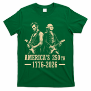 George Washington Abe Lincoln Guitar America's 250th Anniversary T-Shirt - Green