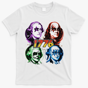 George Washington Benjamin Franklin 1776 Vintage Rock Band T-Shirt - White
