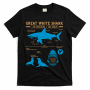 Great White Shark Carcharodon Carcharias Infographic T-Shirt - Black