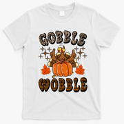 Gooble Wobble Turkey Thanksgiving Holiday Cheetah T-Shirt - White