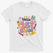 Hello 1st Grade Cute Back To School Student Teacher Gift T-Shirt - White