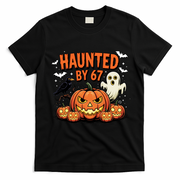 Haunted By 67 Funny Ghost Pumpkin Halloween Costume T-Shirt - Black