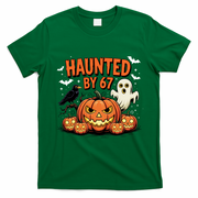 Haunted By 67 Funny Ghost Pumpkin Halloween Costume T-Shirt - Irish Green