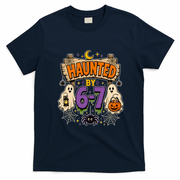 Haunted By 6 7 Math 67 Meme Spooky Halloween T-Shirt - Navy Blue