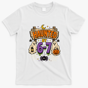 Haunted By 6 7 Math 67 Meme Spooky Halloween T-Shirt - White