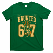 Haunted By 6-7 Skeleton Funny Halloween 67 Meme T-Shirt - Irish Green