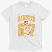 Haunted By 6-7 Skeleton Funny Halloween 67 Meme T-Shirt - White