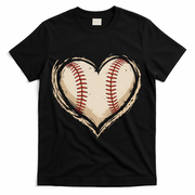 Heart Baseball Love T-Shirt - Black