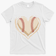 Heart Baseball Love T-Shirt - White