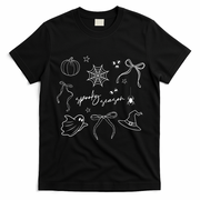 Halloween Bow Spooky Season Ghost Witch Wizzard Mashup T-Shirt - Black