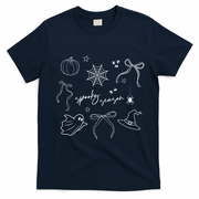 Halloween Bow Spooky Season Ghost Witch Wizzard Mashup T-Shirt - Navy Blue