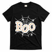 Halloween Boo Spider Web Spooky Season T-Shirt - Black