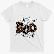Halloween Boo Spider Web Spooky Season T-Shirt - White