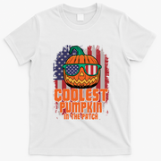 Halloween Costume Coolest Pumpkin In The Patch American Flag Gift T-Shirt - White