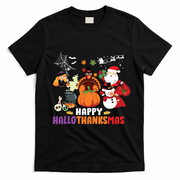 Halloween Christmas Happy Hallothanksmas Thanksgiving T-Shirt - Black