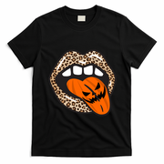 Halloween Cheetah Lips Pumpkin T-Shirt - Black