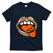 Halloween Cheetah Lips Pumpkin T-Shirt - Navy Blue