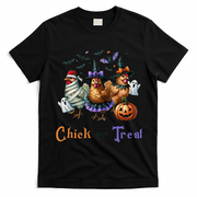 Halloween Chick Or Treat Pumpkins Chickens Farmer Funny T-Shirt - Black