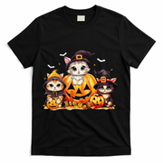 Halloween Cat Pumpkin Spooky Season Gift T-Shirt - Black