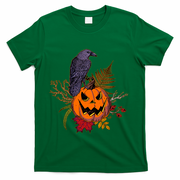 Halloween Crow Raven Pumpkin Fall Autumn Lover T-Shirt - Green