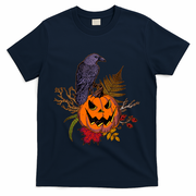 Halloween Crow Raven Pumpkin Fall Autumn Lover T-Shirt - Navy
