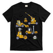 Halloween Construction Vehicles Truck Pumpkin  T-Shirt - Black