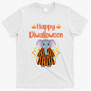 Happy Diwalloween Halloween Diwali Pumpkin Lantern Deepaval T-Shirt - White
