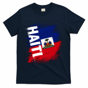 Haiti Fan Flag Jersey National Colors And Emblem T-Shirt - Navy