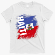 Haiti Fan Flag Jersey National Colors And Emblem T-Shirt - White