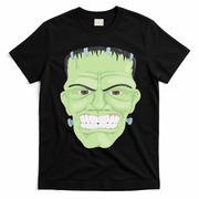 Halloween Frankenstein Head Terrifyingly Green Snarling Head T-Shirt - Black
