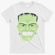 Halloween Frankenstein Head Terrifyingly Green Snarling Head T-Shirt - White