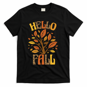 Hello Fall Leopard Season Nature T-Shirt - Black