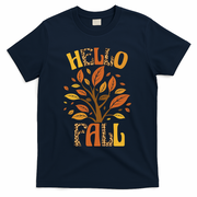Hello Fall Leopard Season Nature T-Shirt - Navy