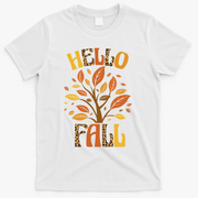 Hello Fall Leopard Season Nature T-Shirt - White