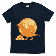 Halloween Full Moon Trex Pumpkins T-Shirt - Navy