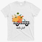 Hello Fall Pumpkin Patch Vintage Truck T-Shirt - White