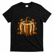 Halloween Fall Reading Pumpkin Books Teacher T-Shirt - Black
