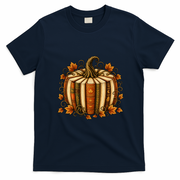Halloween Fall Reading Pumpkin Books Teacher T-Shirt - Navy Blue