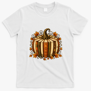 Halloween Fall Reading Pumpkin Books Teacher T-Shirt - White