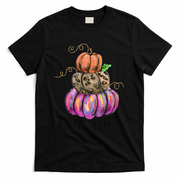 Hello Fall Watercolor Pumpkin Colorful Pumpkin Thanksgiving T-Shirt - Black